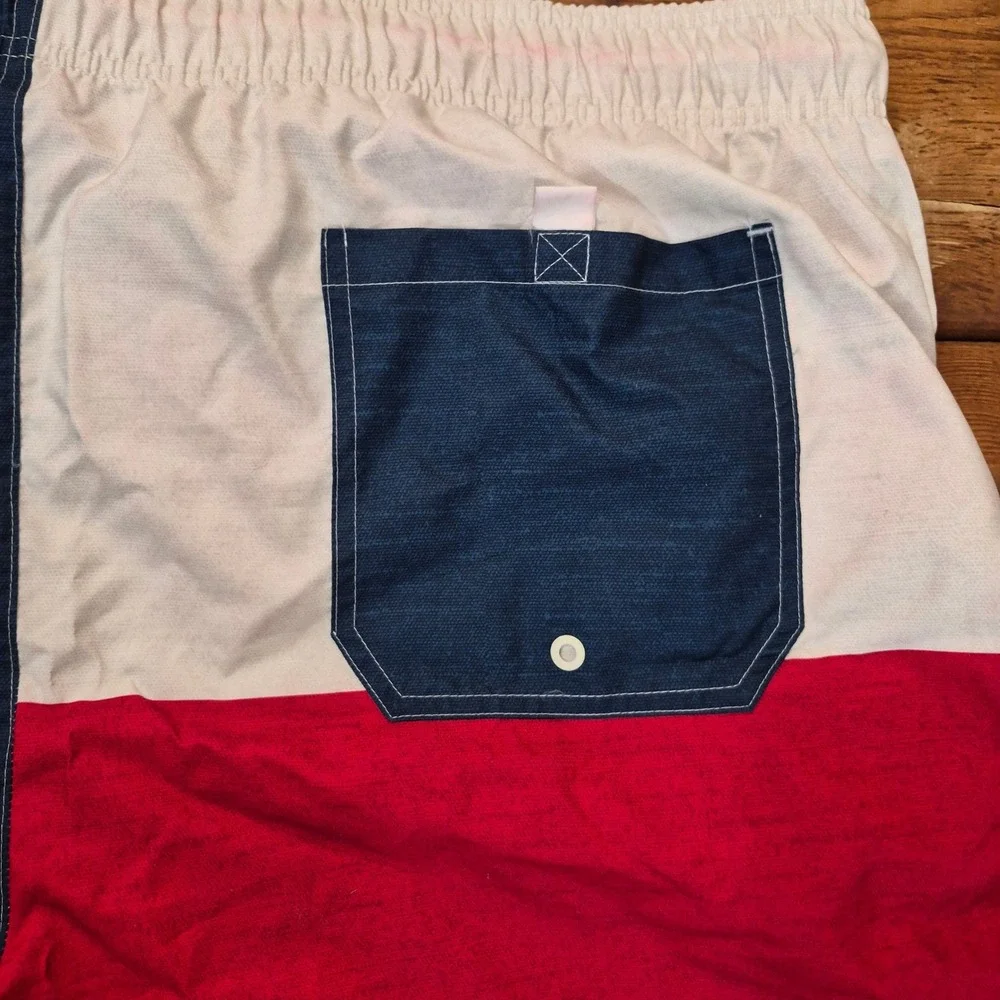 George Mens Texas Flag Swim Trunks Blue Red White 3XL 48-50 Board Shorts